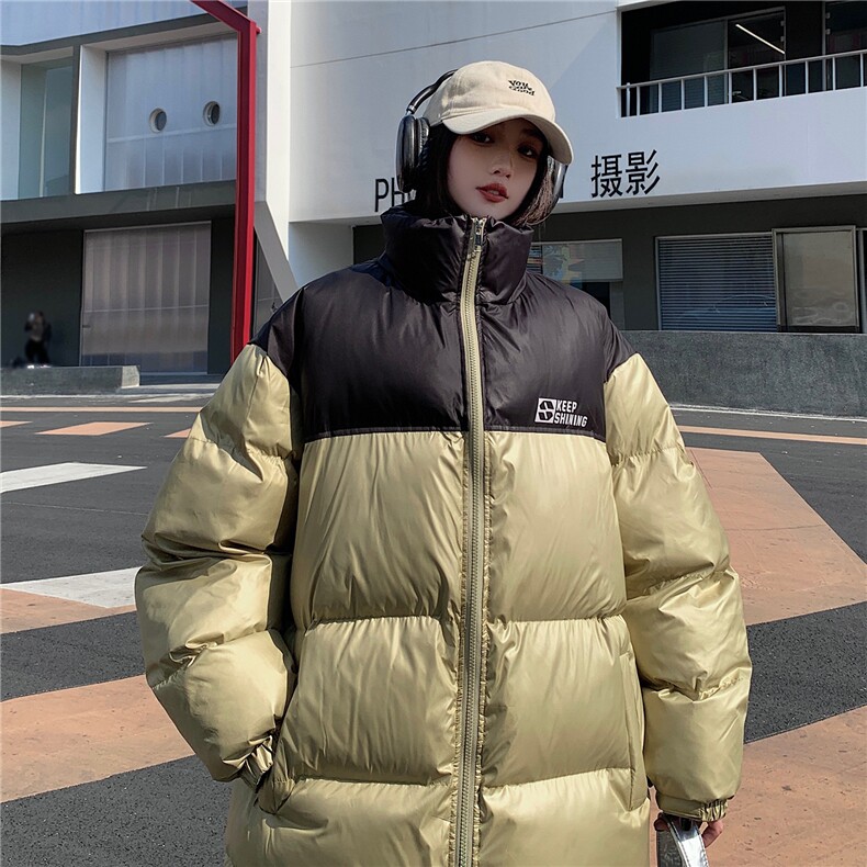 EQ337 撞色面包服冬季加厚棉衣外套女港风字母印花棉服2024新款图片