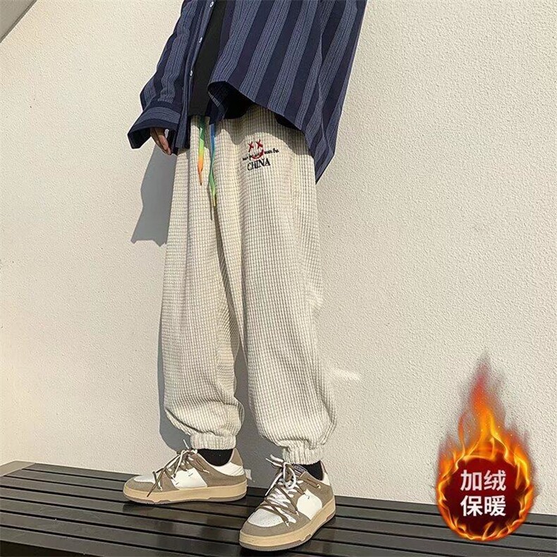 灯芯绒裤子男秋冬季加绒华夫格束脚裤A168-MYK66-TP45,男装休闲裤,电商A168