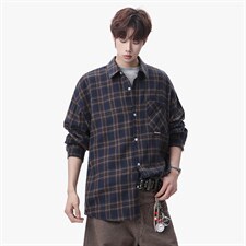 衬衫男秋季新款港风宽松大码磨毛长袖衬衣CS37-P38，男装衬衫，星座214-3