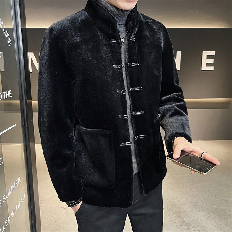 主推风中老年金貂绒外套男复古盘扣夹克中式唐装ZX8901-P230,男装夹克,星座1105-3