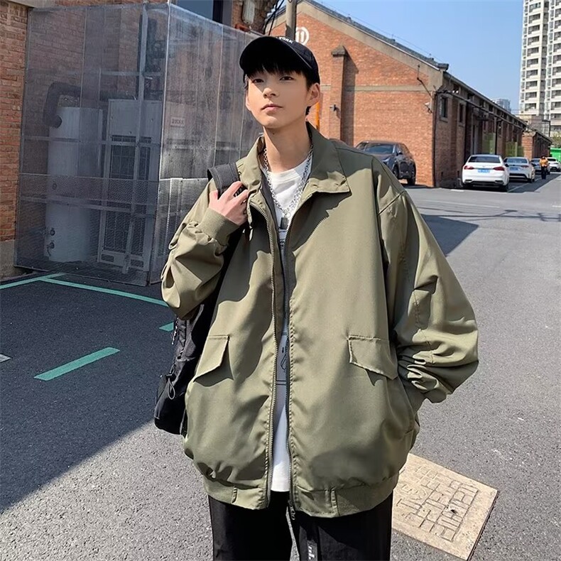潮牌复古拼接翻领夹克男ins春秋棒球服宽松情侣bf百搭J633-P58,男装夹克,星座1109-3