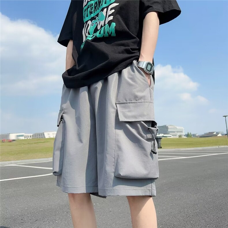 夏季直筒裤纯色工装裤男五分裤潮牌中裤宽松休闲短裤K6939-P28,男装休闲裤,星座512-4