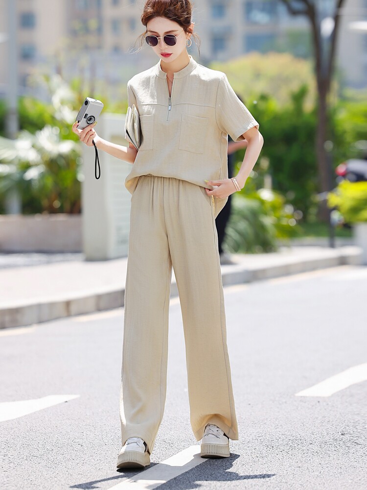 休闲时尚套装女2025夏季爆款小个子气质减龄宽松显瘦遮肉两件套潮,女装套装/套裙,梦依杭