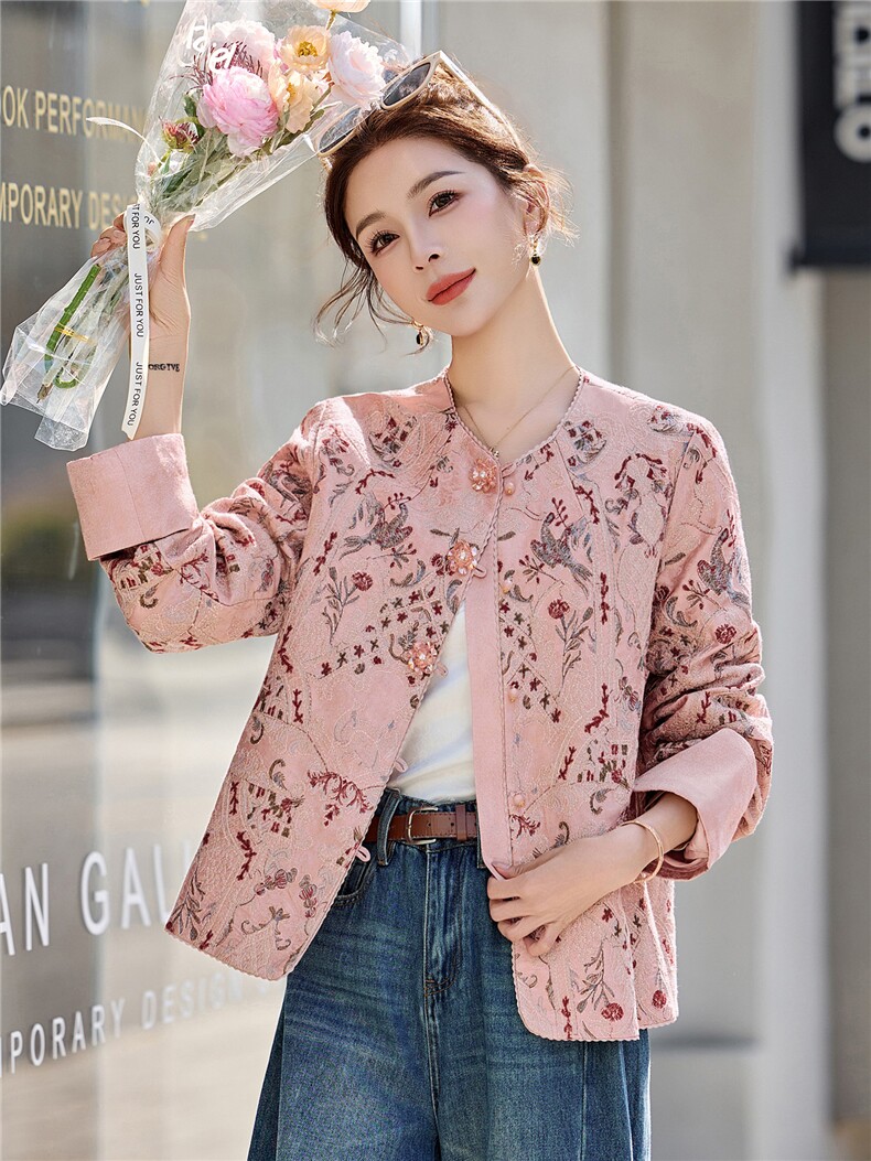 《现货》bao款重工满秀人丝提花面料手工高级花朵扣子短款上衣女,女装短外套,韩宇舍