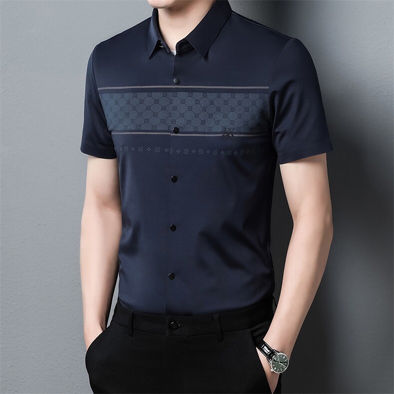 Z22125夏季青年2022男式薄款短袖无痕衬衣修身休闲透气衬衫P67，男装衬衫，电商B360