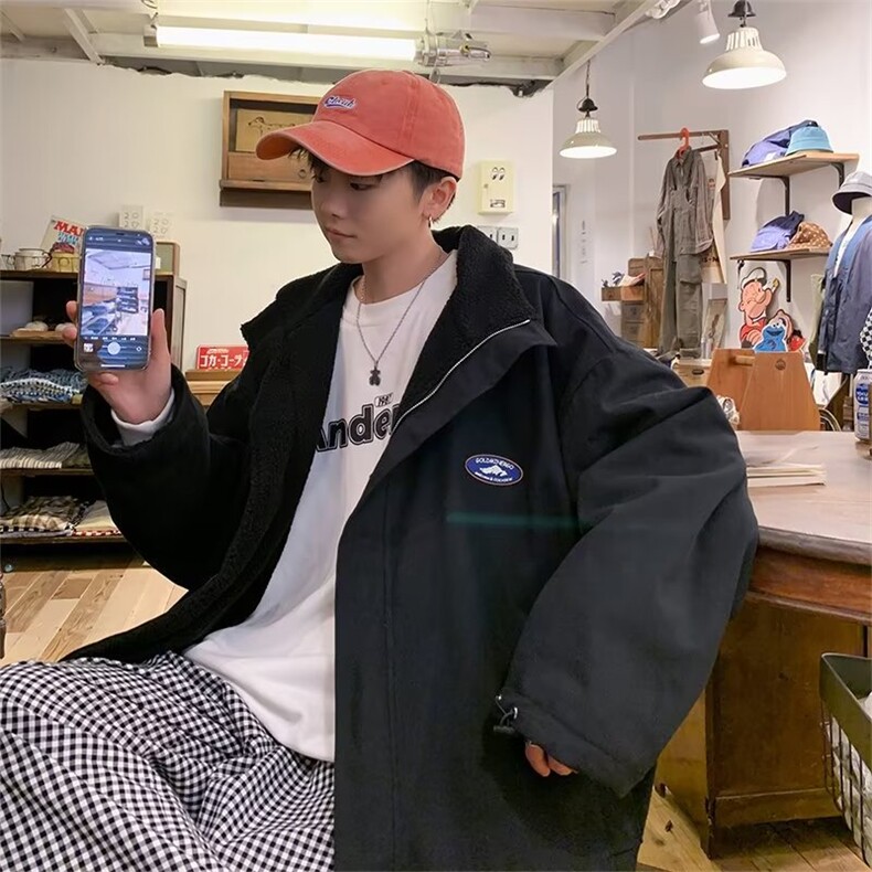 秋冬季两面穿羊羔毛棉衣外套男士情侣款立领棉服ins潮MY8013-P85,男装棉衣,星座1008-1