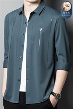 高端长袖条纹春秋绵羊毛中青年免烫商务休闲男士衬衣XY6621-P115，男装衬衫，星座1105-3