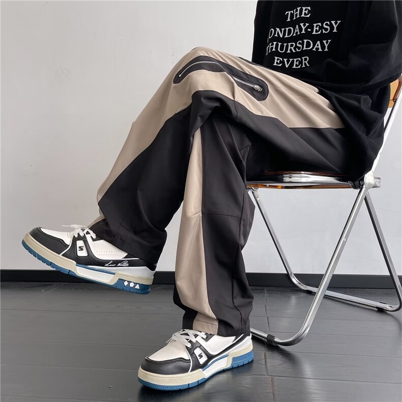 冲锋裤男款潮牌拉链工装裤潮流ins宽松拼色休闲裤子CK350P48,男装休闲裤,星座410-2