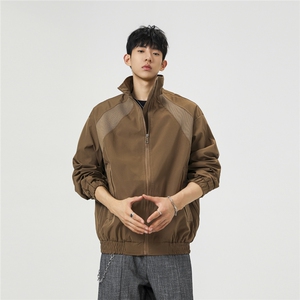 美式罗纹拼接袖子褶皱大码M-5XL教练夹克男JK78056P69控105图片