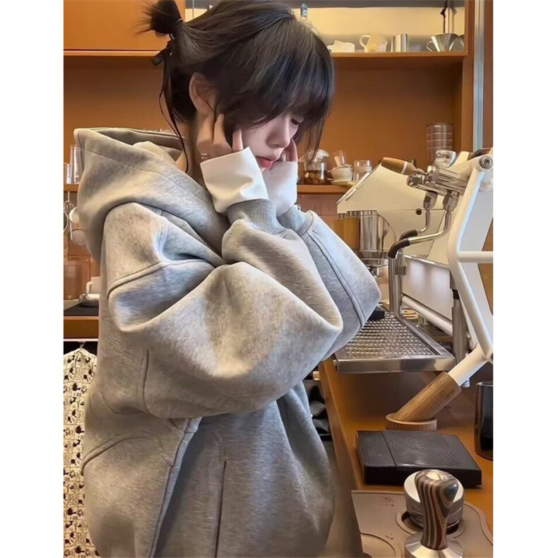 复古卫衣女2025秋冬季小个子慵懒风休闲加厚连帽开衫外套W31,女装短外套,星座1116A（原606A-3）
