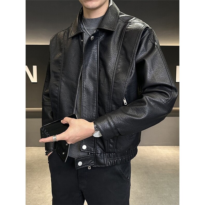 L1-P67美式街头拉链机车皮衣，男装皮衣，电商B323A