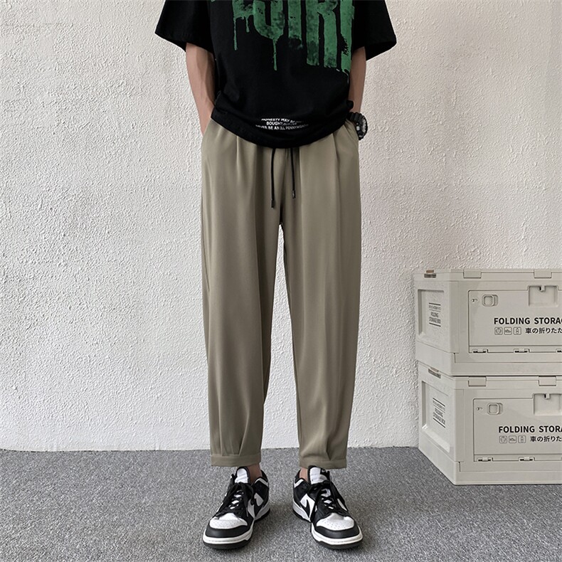 冰丝裤子男夏季薄款休闲长裤男士宽松潮牌九分运动裤男K0297-P35,男装休闲裤,星座308B-1