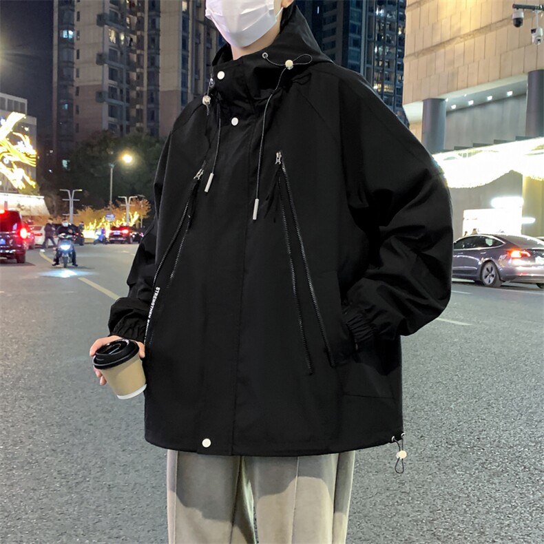 JK6808-P83 春季大码工装连帽夹克冲锋衣外套控138图片