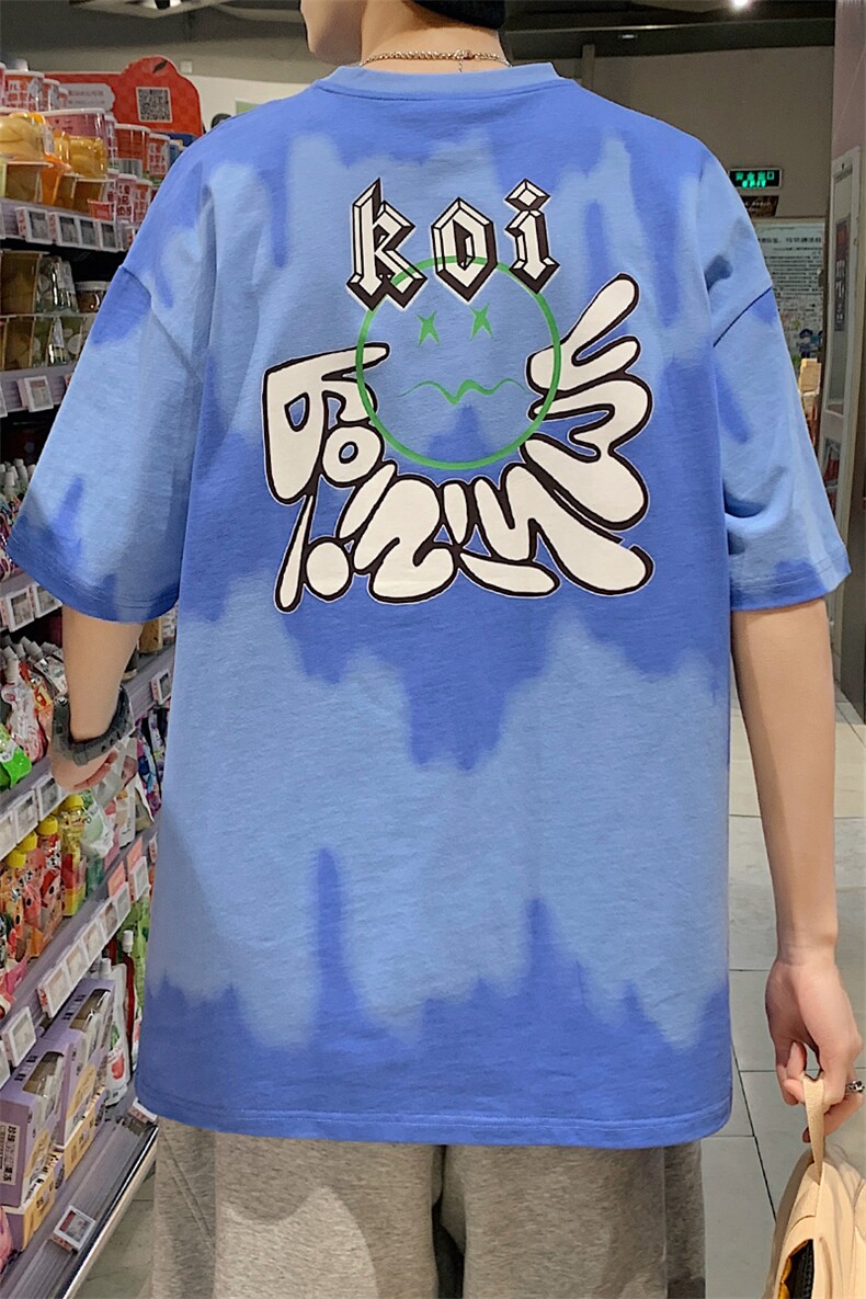夏装青少年渐变休闲纯棉T恤短袖男女创意印花半袖1599-P45控价68,男装T恤,电商A441-1