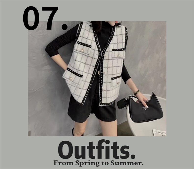 现货水貂毛格子马甲，女装马甲，CHERRY·印