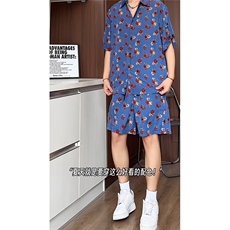 短袖衬衫男+短裤男套装男100%聚酯纤维M-5XL大码TZ78702P50控98，男装休闲套装，星座226-1