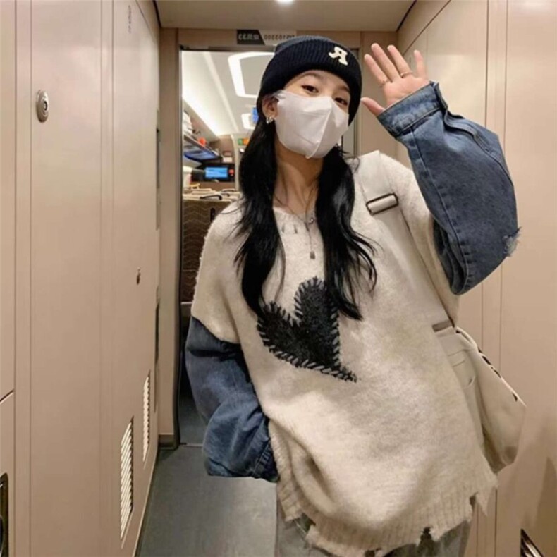 24冬季新款小众毛绒拼牛仔布套头毛衣-A809-网络图,男装针织衫/毛衣,星座1002-2