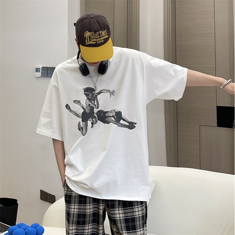 A450-T74-P50控价69 夏季男女同款百搭印花T恤短袖图片