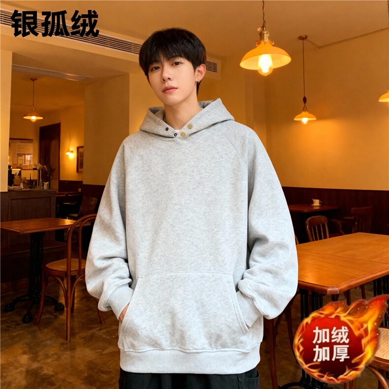 1506/QW8010/P37卫衣男连帽冬季ins港风宽松潮牌字母印花百搭外套图片