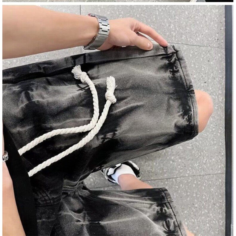 美式扎染牛仔短裤男夏季薄款宽松高街潮牌小众五分中裤DS100-p42,男装牛仔裤,星座1008