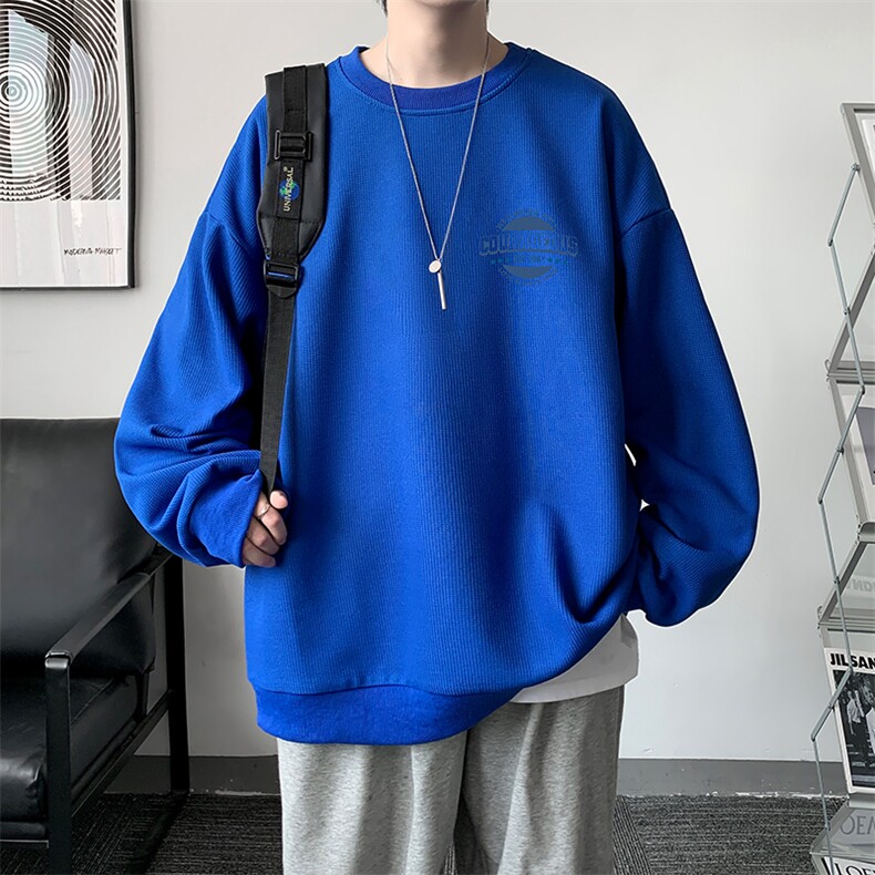 5XL华夫格卫衣男大码胖子圆领长袖t恤HW76395-P30加绒款-P40,男装卫衣,电商A040