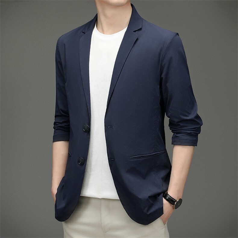 上衣单排扣春季中老年2023年翻领口袋长袖时尚西服SL8217,男装西服,钱塘6003（原4033）