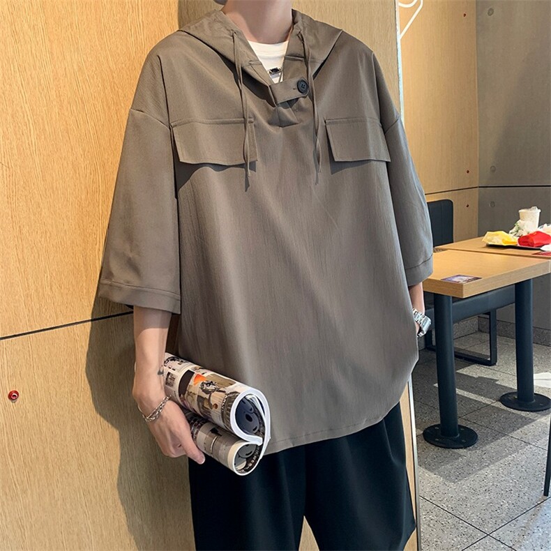 夏季男生连帽衬衫T恤衫个性设计上衣图片