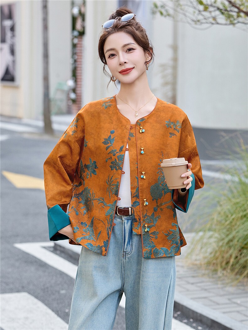 2026春秋新款圆领短外套新中式时尚女上衣,女装短外套,妙形