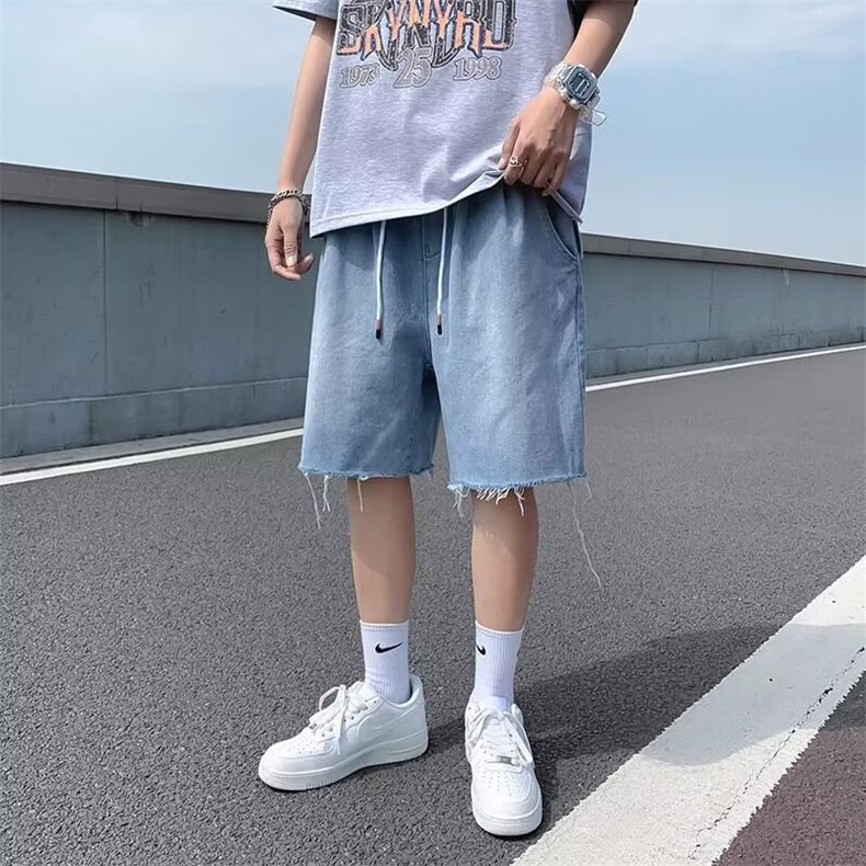 水洗做旧渐变工装牛仔短裤男款夏季新款五分中裤宽松男裤XX047,男装牛仔裤,星座208-5