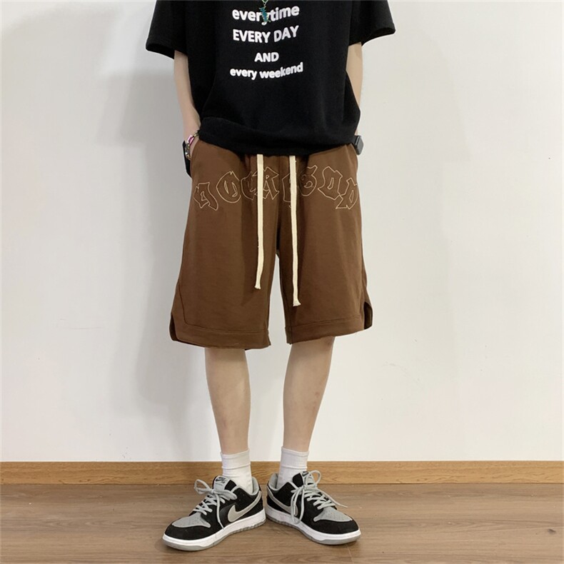 夏季ins潮牌宽松休闲运动五分裤高街西海岸刺绣短裤男K3091-P30,男装休闲裤,星座512-2