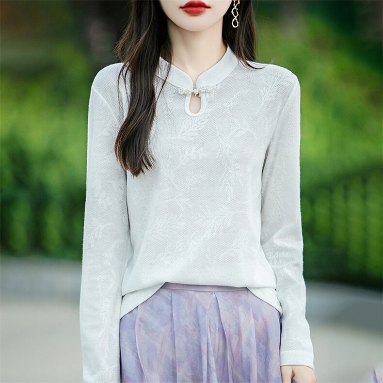 新款女士秋冬打底衫简约镂空设计休闲时尚百搭款,针织衫/毛衣,绒宛羊绒