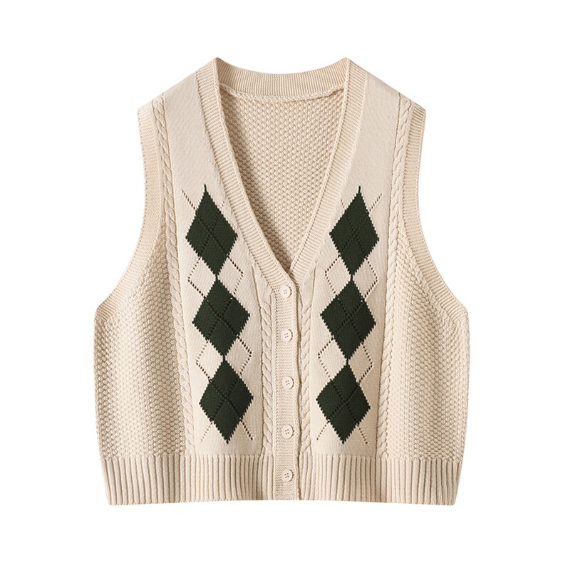 简约针织百搭菱形麻花马甲可外穿，女装马甲，温伦斯特羊绒
