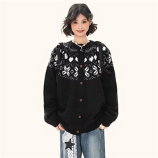 重磅秋冬装北极绒开衫毛衣美式复古休闲圣诞慵懒风提花针织衫外套，男装针织衫/毛衣，电商A486-1