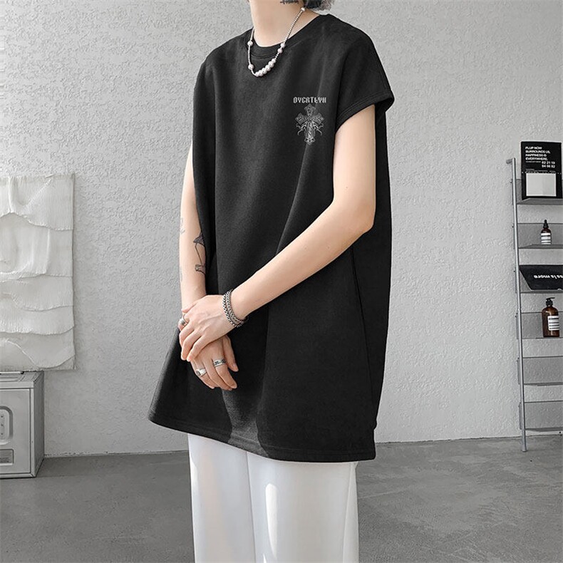 无袖背心男夏季新款港风宽松鹿皮绒圆领套头大码坎肩T9955-P25，男装背心/马甲，星座214-3