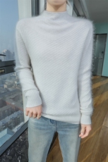 秋冬季新款舒适时尚百搭卷边半高领貂绒衫，女装针织衫/毛衣，冬贝尔貂绒