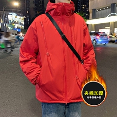 冬季加绒连帽棉衣保暖百搭棉服外套宽松潮流冲锋衣男JK2810P85，男装棉衣，电商A086