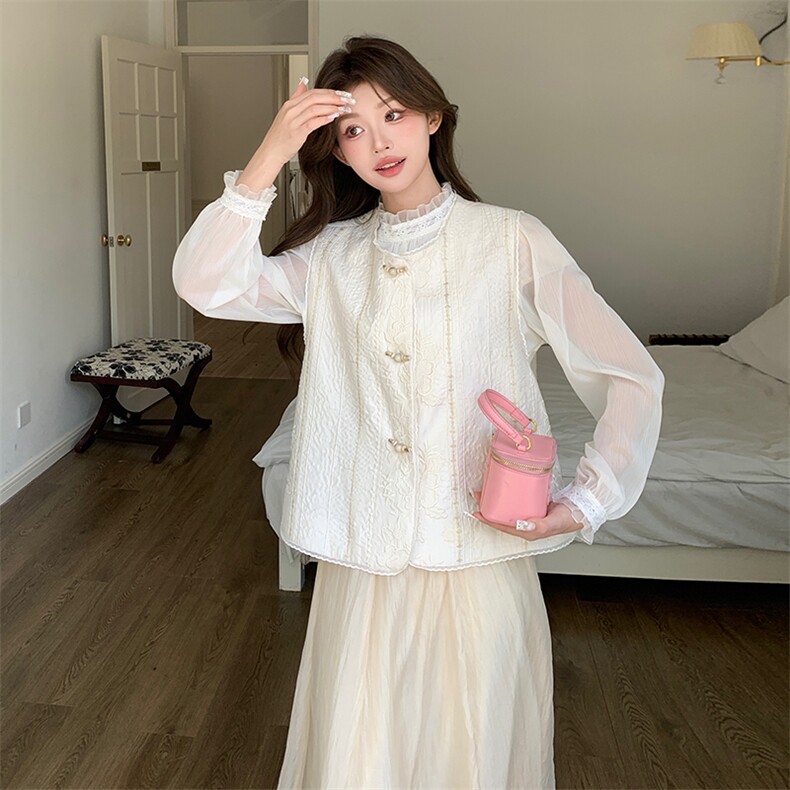 新款现货上新2025重工刺绣甜美百搭马甲女85021-208A-P120-K225,女装马甲,浙宝208A