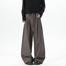 2026春季街头复古纯色垂感休闲西裤男女潮牌宽松阔腿百搭直筒长裤，男装西裤，星座715-4