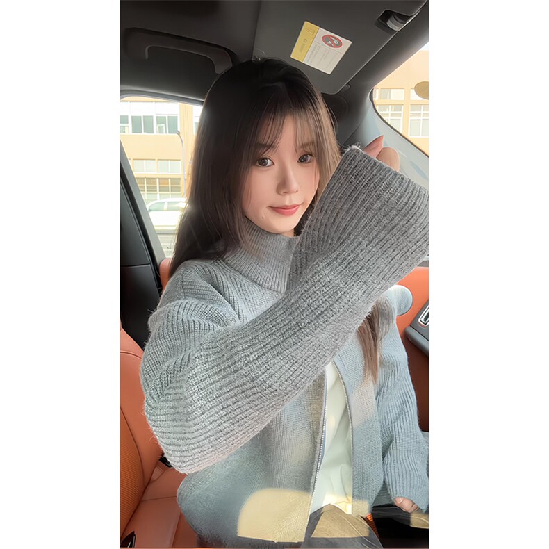 重磅秋冬北极绒双拉链毛衣开衫美式复古休闲慵懒风宽松针织衫外套,男装针织衫/毛衣,电商A486