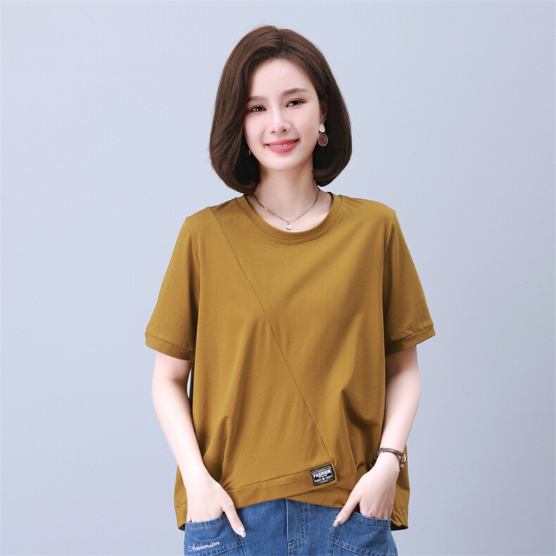 2025夏季新款精品女装潮设计感短袖t恤女宽松显瘦大码打底上衣服,女装衬衫,叶笙衣