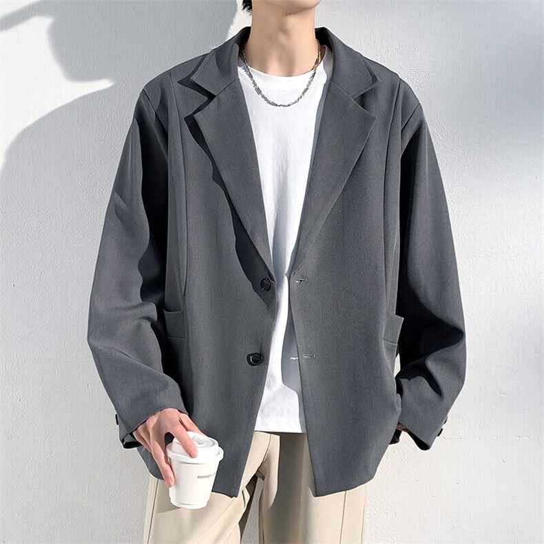 特批P75无差价2025港风拼接翻领大码西服夹克男休闲百搭外套J5205,男装夹克,电商A001