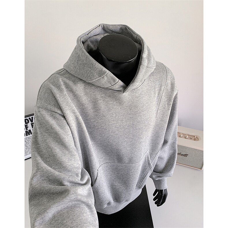 重磅全棉无帽绳450克拉链连帽卫衣硬挺短宽套头外套男 RH5306-P52图片