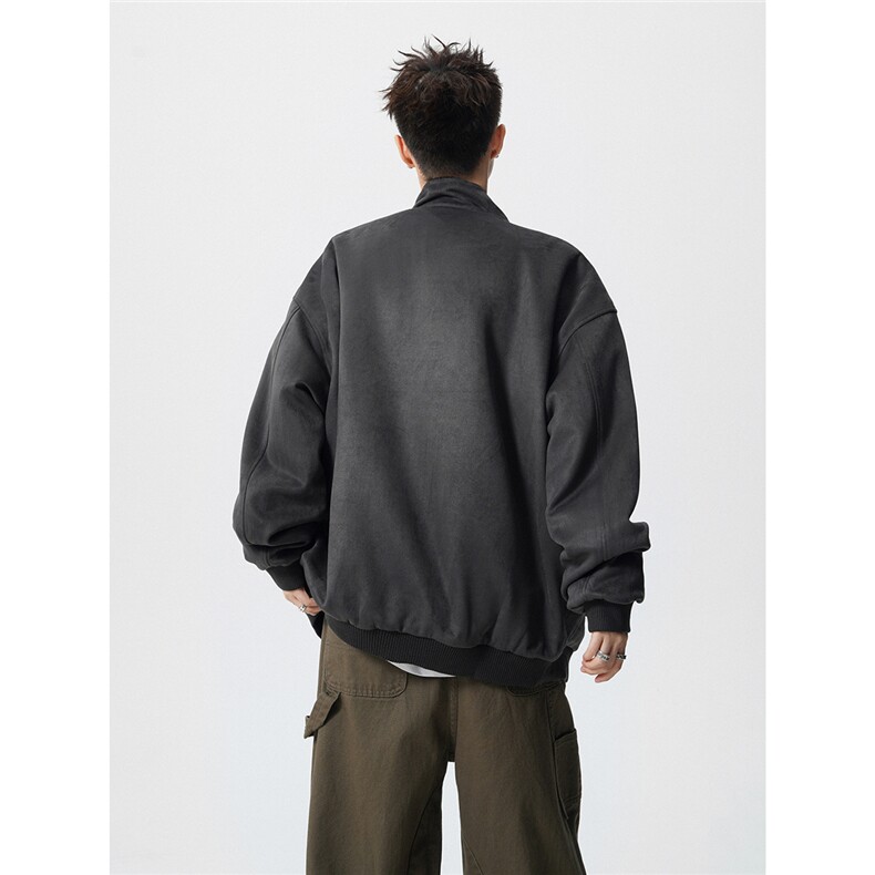 可二开格子拼接麂皮绒M-5XL大码两穿宽松夹克男JK78114P75控128图片