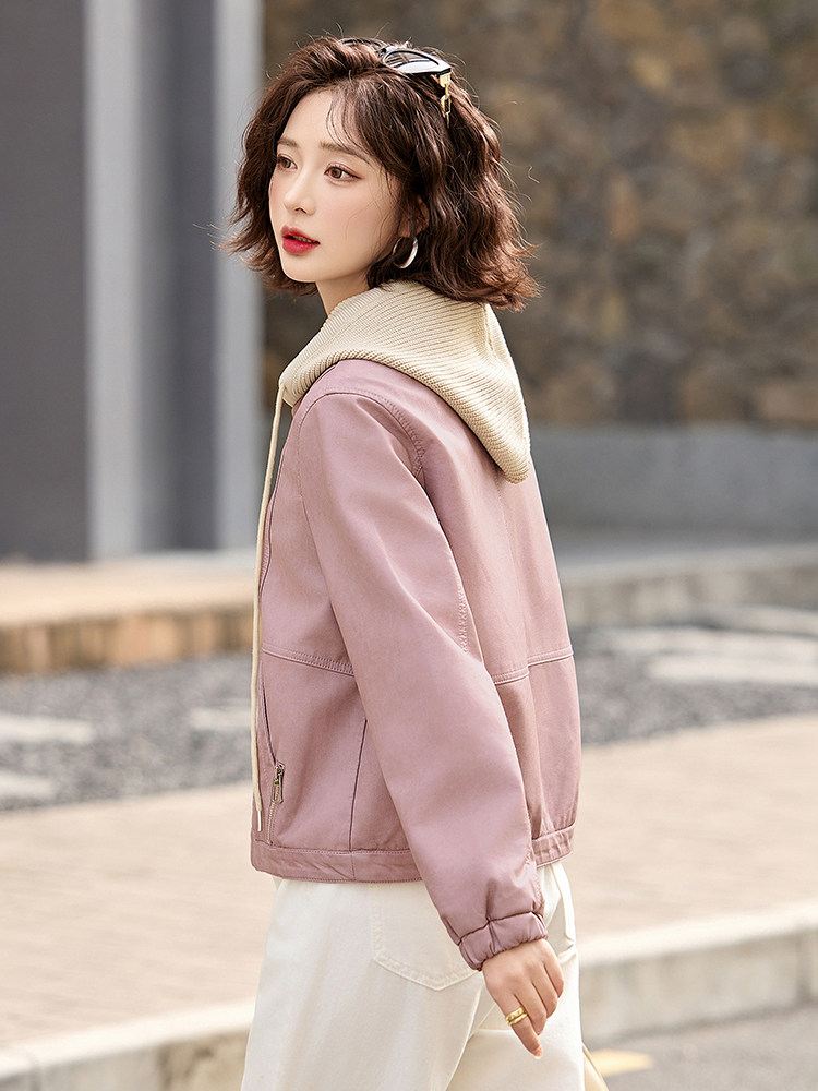 皮衣外套女短款2025新款春秋小个子韩版宽松时尚休闲PU皮夹克上衣,女装皮衣,臻衣坊