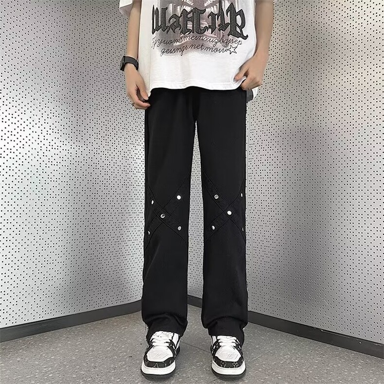 美式vibe裤子高街水洗牛仔裤男设计感小众拉链裤C942P45,男装牛仔裤,星座1116-2