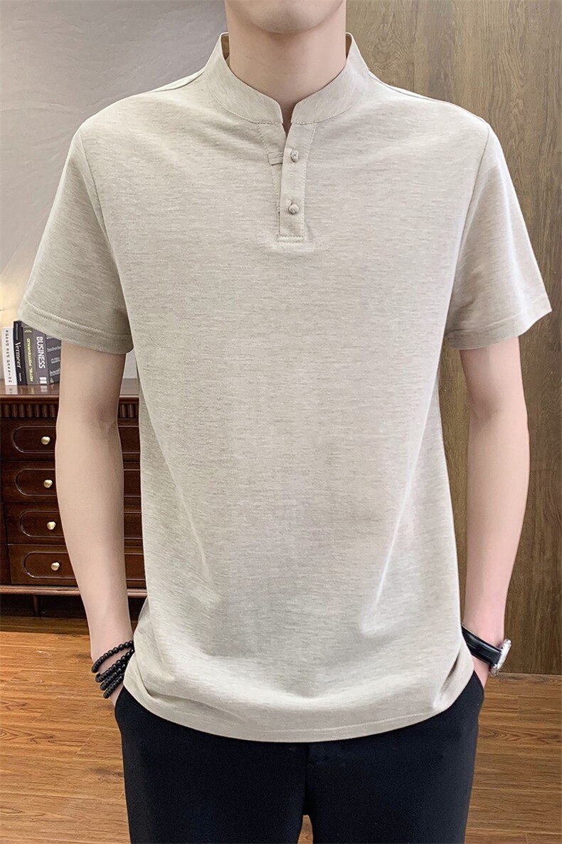 2025夏季棉麻透气清凉男士风盘扣短袖休闲T恤上衣XF9805-P50,男装T恤,星座1105-3