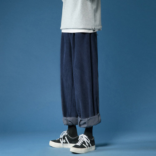 蒙马特直筒阔腿裤大码拖地老爹哈伦灯芯绒加长宽松休闲K116/P65，男装休闲裤，电商A221A