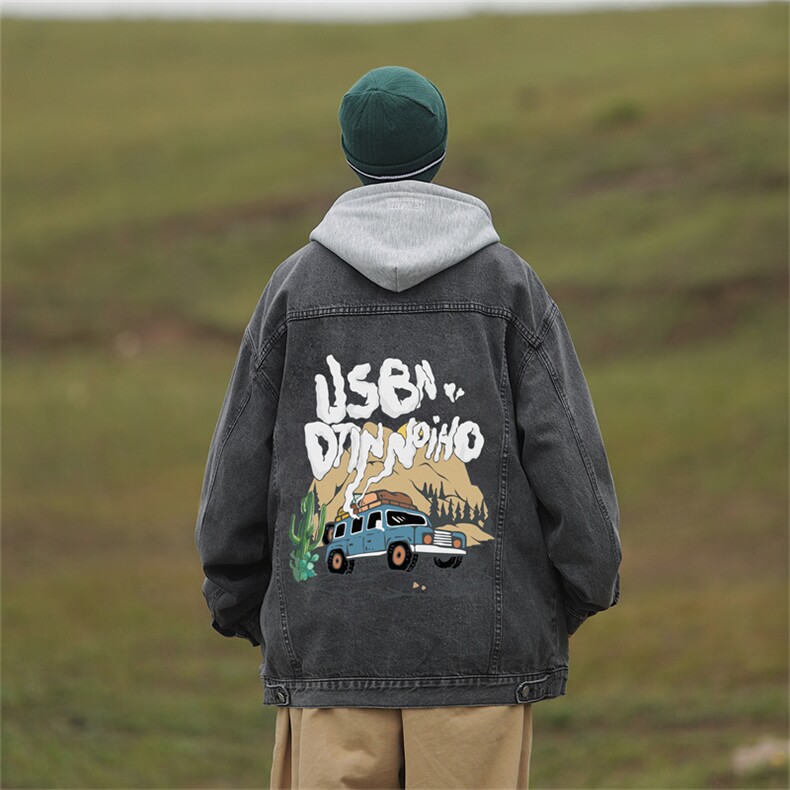 大货牛仔外套男款春季连帽可拆卸痞帅上衣宽松工装夹克JK1017-P88，男装工装外套，星座1103-3