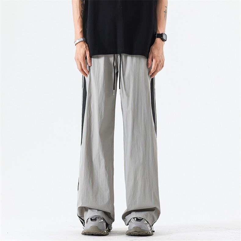 08美式高街速干裤子拼接款宽松直筒运动裤潮XZ211-1-K2423-P55，女装休闲裤，星座211-1