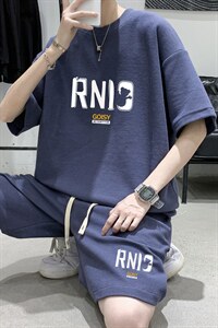 ！2023夏季男士华夫格短袖T恤套装潮流一套HTZ06P50图片